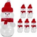 Alipis 6 Set Christmas Juice Bottle 500ml Snowman Shaped Beverage Container with Santa Hat and Scarf Reusable Refillable Milk Drink Dispenser with Screw Lid REd
