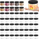 50 Pcs 10 Oz Plastic Jars with Lids Containers Storage Airtight Wide Mouth Food Jar Clear Cylinder Container for Grocery Kitchen Dry Food Butter Honey