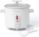 Small Rice Cooker White 1.5 Quart Mini Non-Stick Coated Insert Food Steamer and Dishwasher-Safe Glass Lid and Pot, White