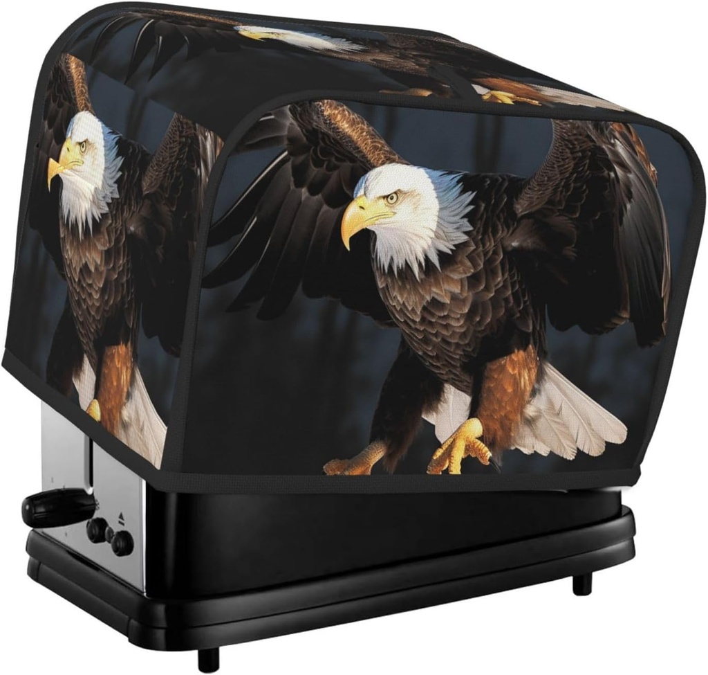 2 Slice Toaster Cover with Pocket Universal Size Toasters Dusts Covers 3D Bald Eagle Bread Machine Cover & Protection Bread Machine Protector Small Kitchen Appliance Covers