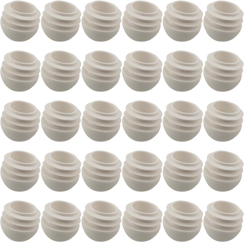 ZCZQC 30PCS Pipe Round Plastic Plugs 25mm Plastic Plugs Furniture Pipe Caps End Caps Tubular Inserts Chair Leg Slide Protectors for Table and Chair Legs Bar Stools Patio Accessories White