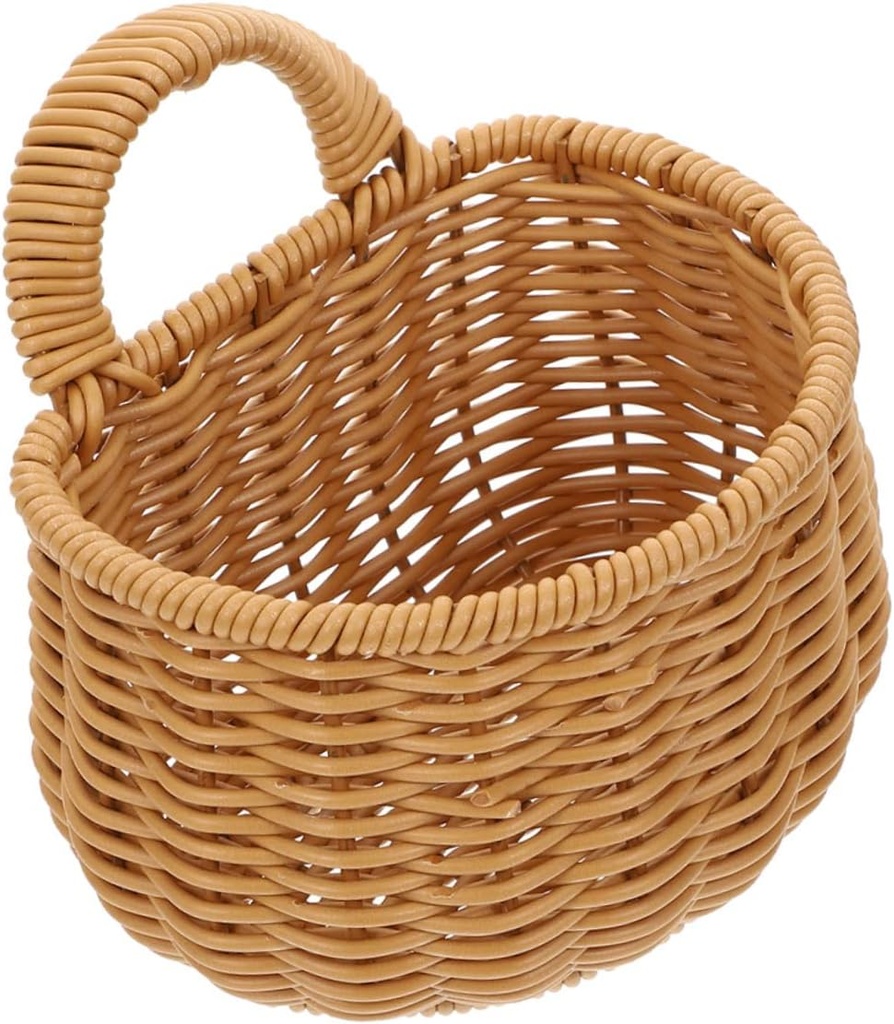 Cabilock Kitchen Hanging Basket for Garlic Onion and Storage Woven Wall-mounted Sundries Organizer Rustic Home for Easy Access and Clutter Spaces Light