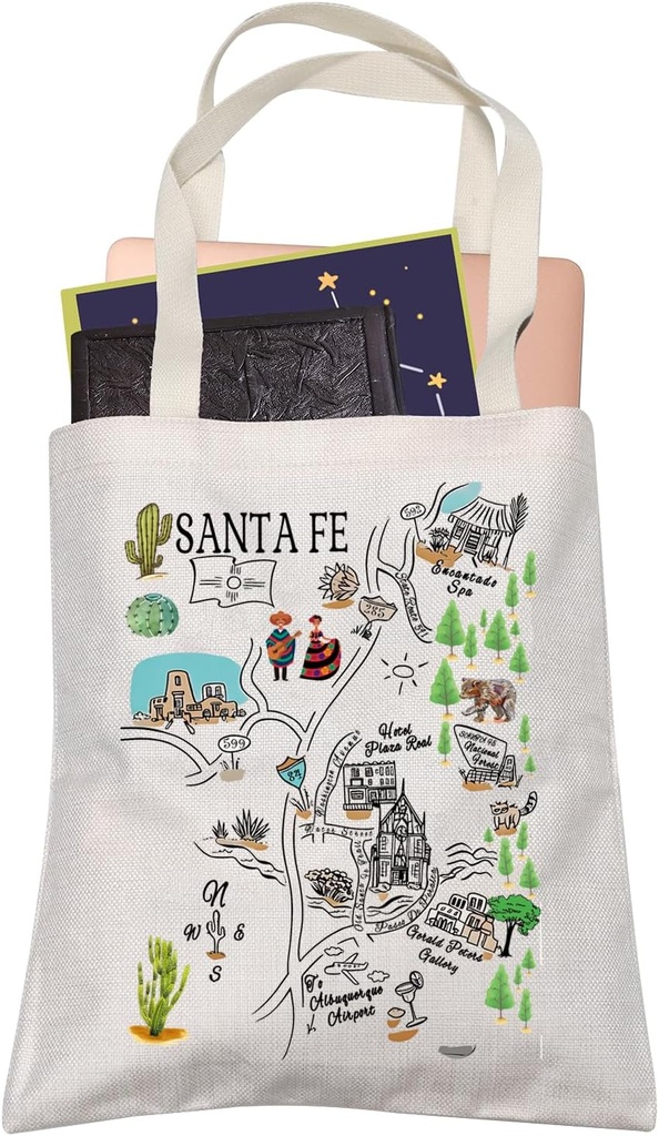 Santa Fe Lover Tote Bag New Mexico Travel Reusable Shopping Bag Graduation Christmas Trip Gift for Her