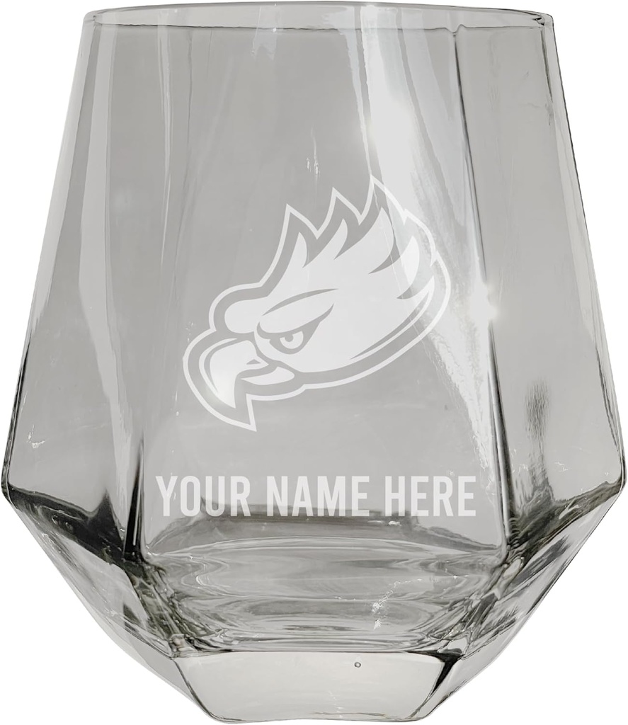 R and R Imports Florida Gulf Coast Eagles Customizable Stemless Diamond Wine Glass Engraved 10 oz Clear Officially Licensed Collegiate Product Single Unit