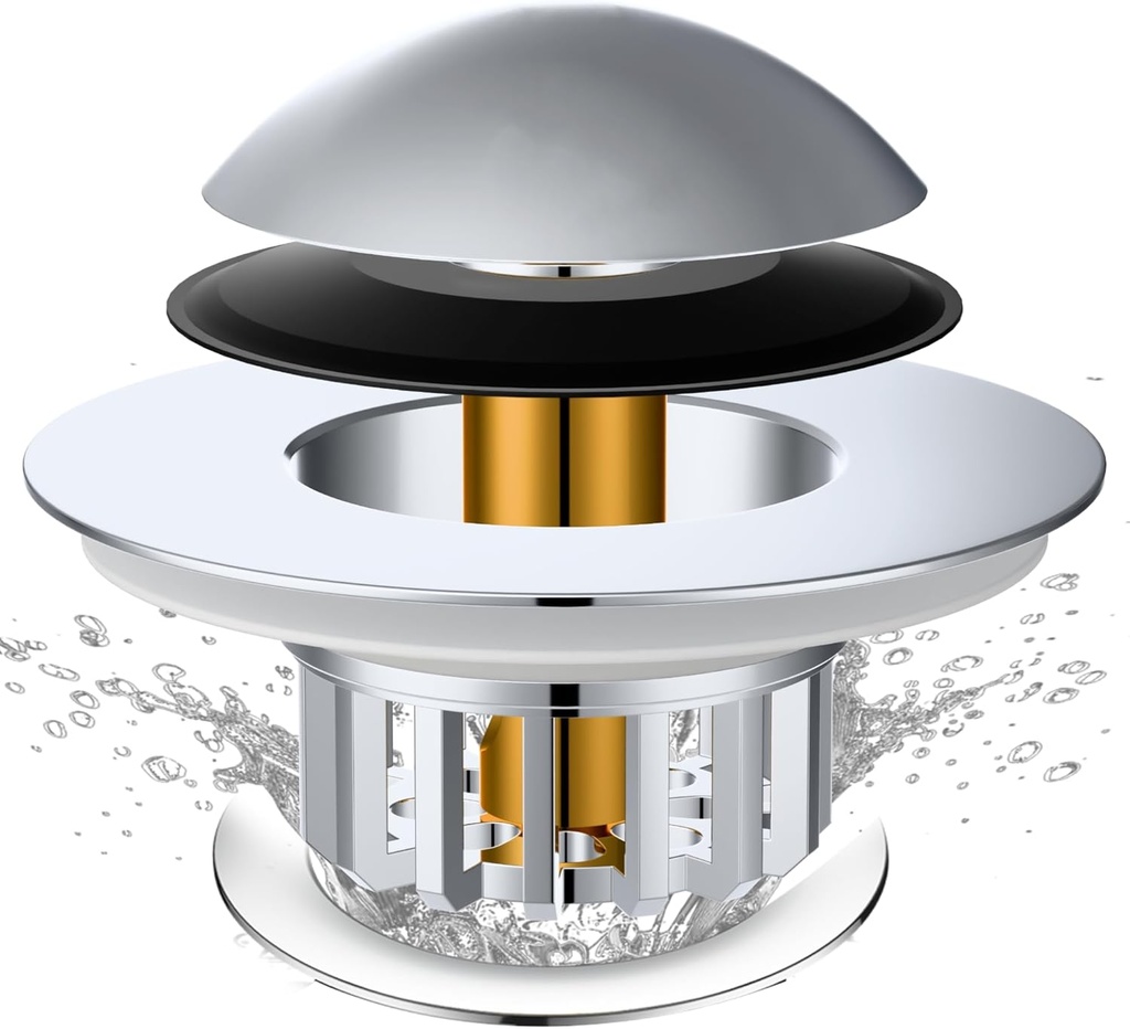 Tub Stopper, Bathtub Drain Stopper, Bathroom Sink Stopper, Pop-up Drain Stopper, Bathroom Drain Plug, Bathtub Drain Stopper, Bathtub Plug for 1-1/2 to 1-3/4" Bath Drain Hole, Easy to Install & Clean