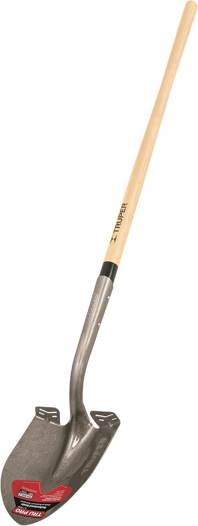 Truper 34105 Round Point Extended Socket Shovel, 48-Inch American Ash Handle