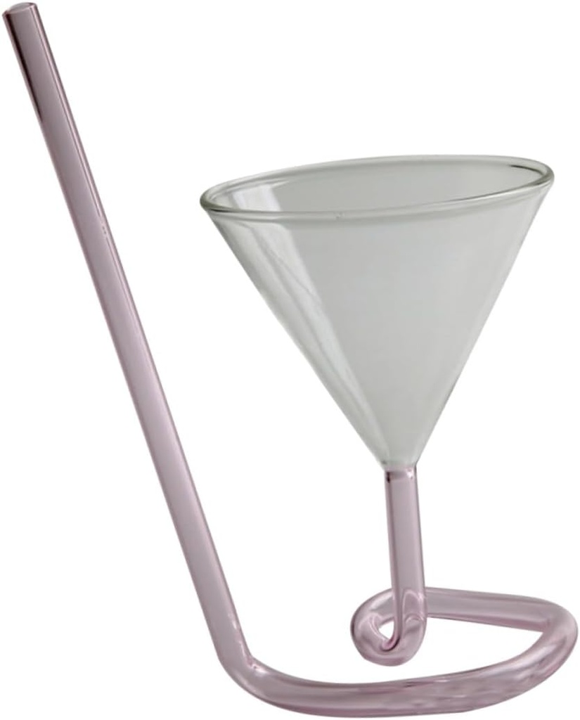 Cocktail Glass Straw Spiral Wine Cup Goblet Glasses Unbreakable for Hot Cold for Parties Bbq and Home