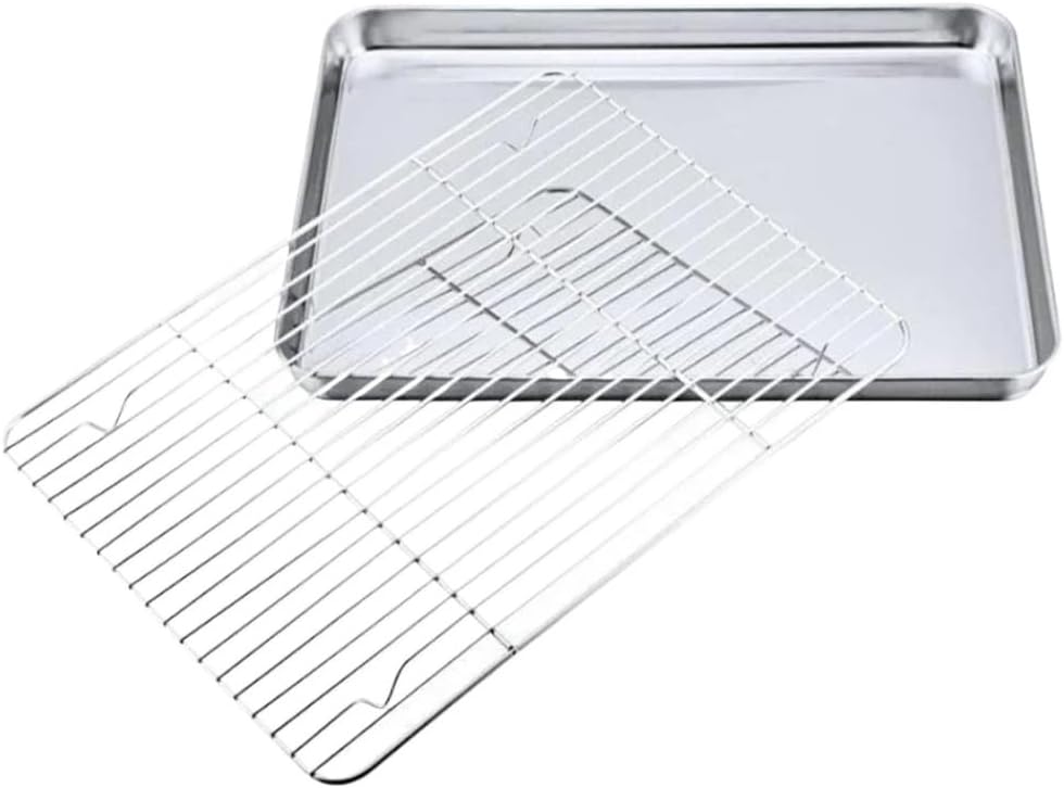 Multifunctional Stainless Steel Baking Pan Stainless Steel Toaster Oven Baking Pan Stainless Steel Cookie Baking Pan Easy To Clean Lasting Also Can Be Used As Serving Tray And Daily Baking ETC Purpose