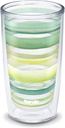 Tervis Yao Cheng Green Crystal Made in USA Double Walled Insulated Tumbler Travel Cup Keeps Drinks Cold & Hot, 16oz, Green Blue Stripe