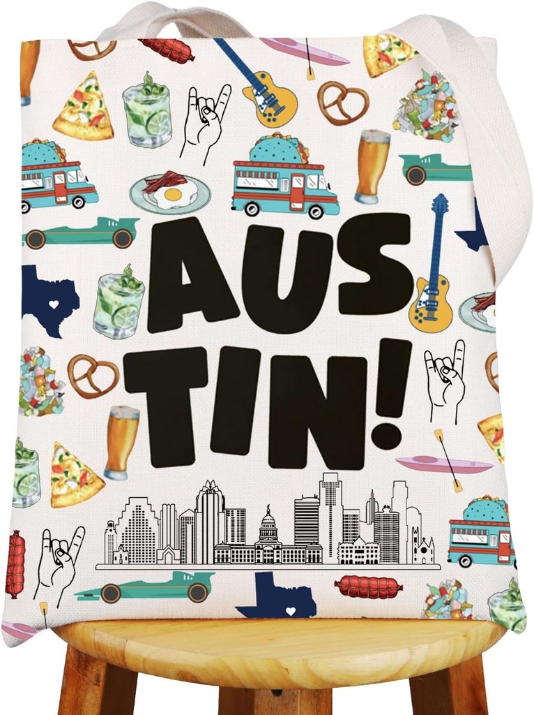 JNIAP Austin Texas Tote Bag Austin Trip Gifts Austin Souvenirs Gifts Austin Texas Shoulder Bag Austin Grocery Bag