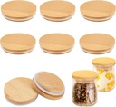 Oui Yogurt Jar Lids - 8 Reusable Bamboo Wood Lids with Airtight Silicone Sealing Ring for 5oz Oui Yogurt Jars