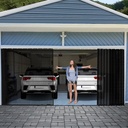 Sliding Garage Door Screen 2 Car with Track Closure,16x7Ft Garage Door Retractable Privacy Curtain Keep Annoying Animals Out Easy Install Heavy Duty Fiberglass Mesh Net for Opening Garage 03B