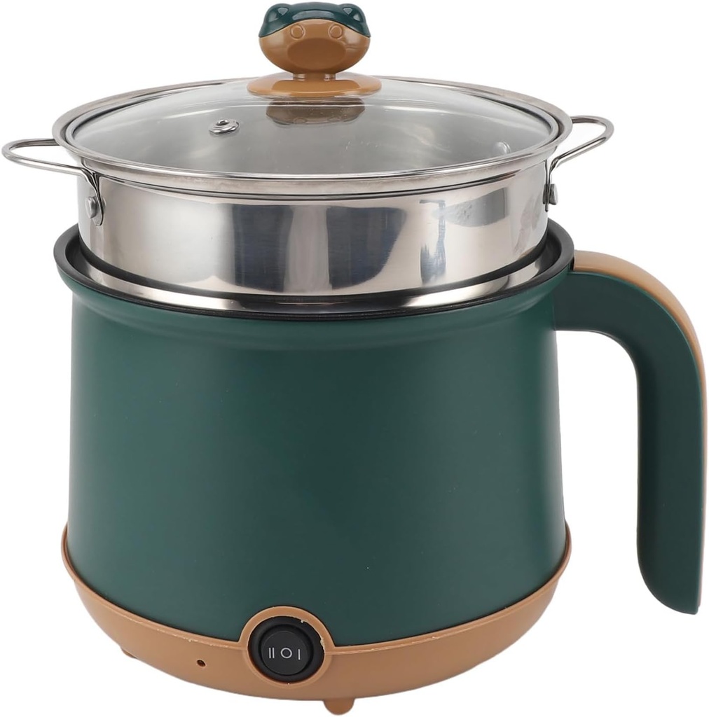 High Power Output Electric Hot Pot, 1.8L 600W Multi Purpose Cooking Pot with Steam 2 Adjustable Level Anti Stick Multifunctional Cooker for Soup Noodle (US Plug 110V)