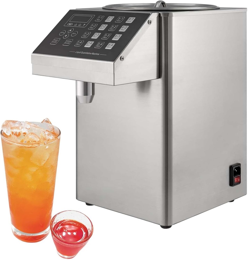 8L Stainless Steel Electric Syrup Dispenser, Fructose Quantitative Machine, LED Smart Control Panel - for Home, Coffee Shop, Restaurant