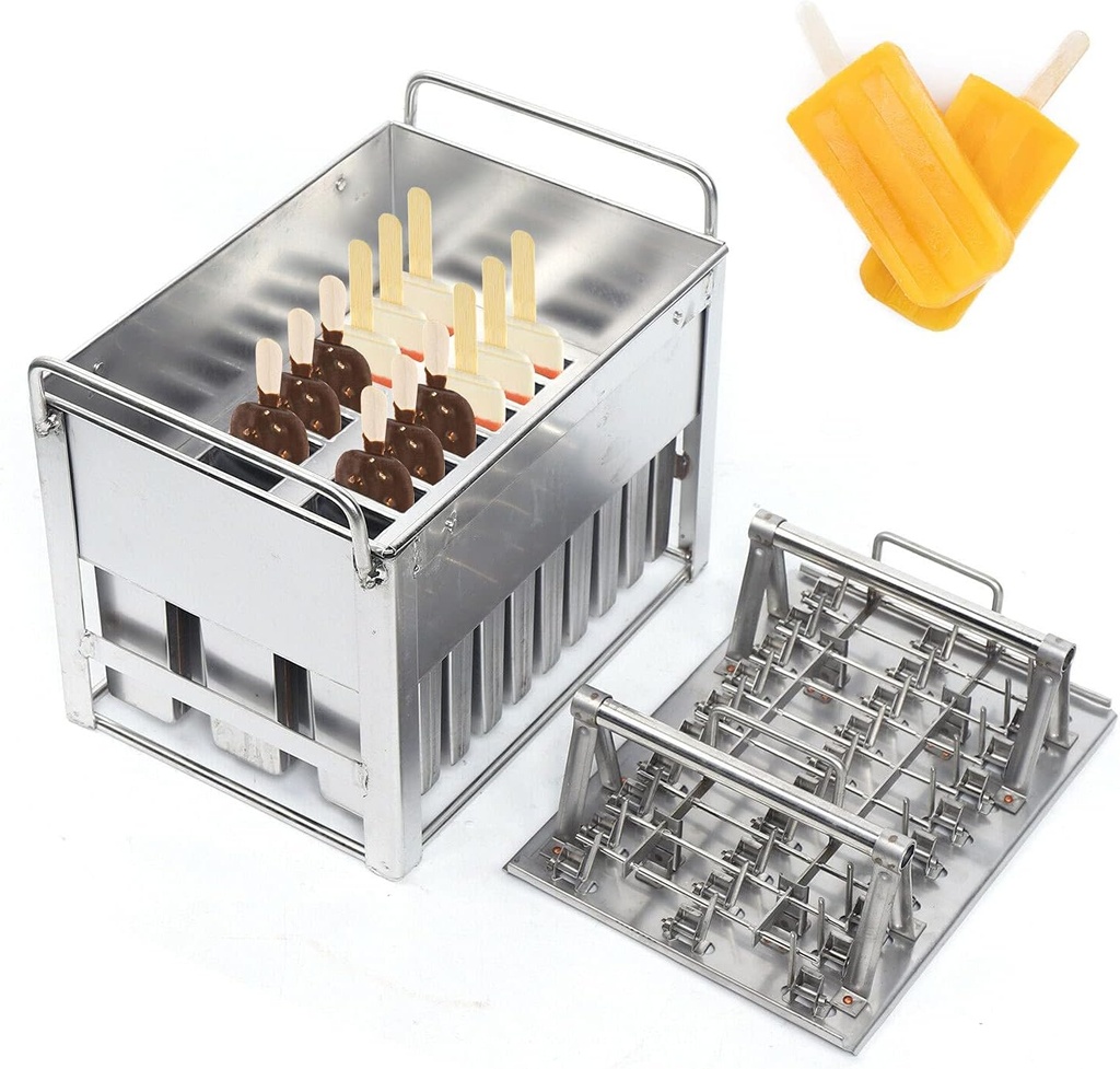 30 Cube Ice Pop Molds Ice Cream Maker Machine Frozen Yogurt Maker Ice Cream Storage Containers Homemade Ice Cream Mold Fast ze Reusable Stainless Steel for Kitchen Commercial Ice Make