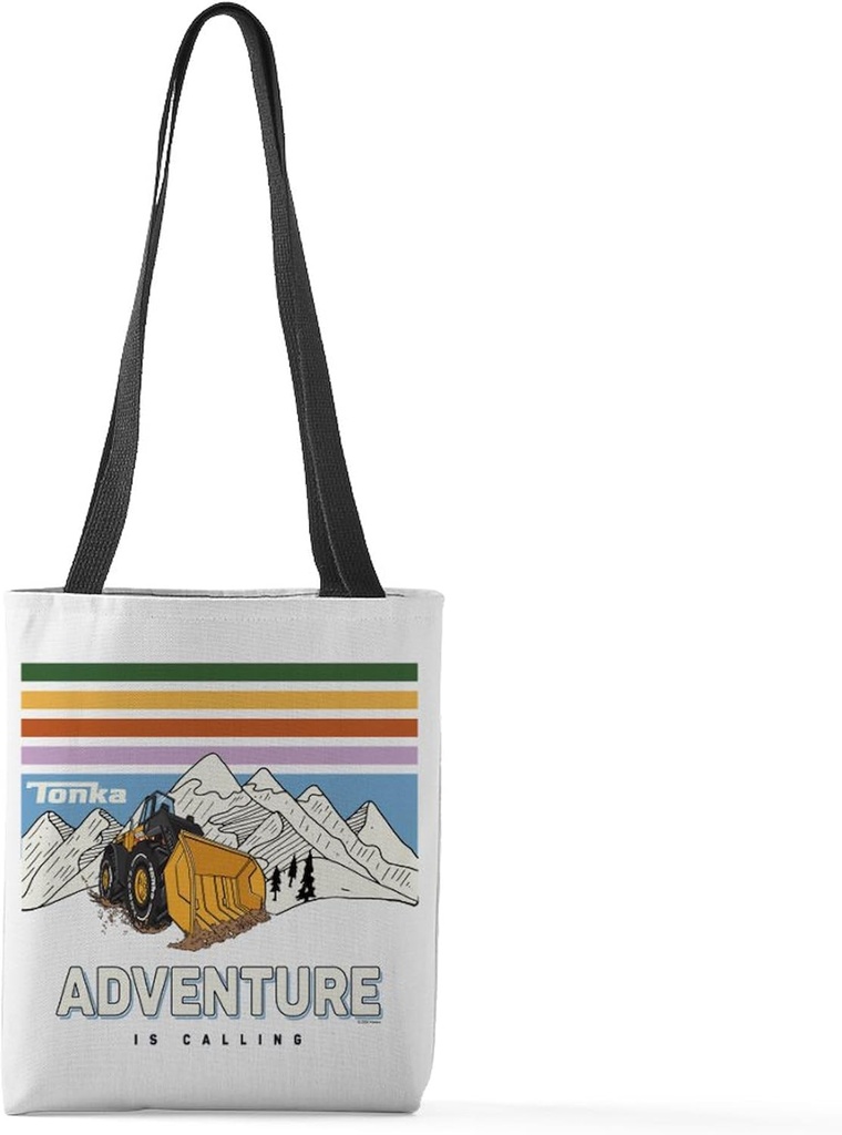 CafePress Tonka Adventure Is Calling Bulldozer Small Tote Bag 13"x13" Reusable Grocery Shopping Sling Tote Bag