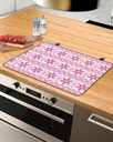 Winter Countertop Burners Protection Mats for Kitchen, Snowflake Christmas Pink Check Rubber Stove Top Cover Mat, Heat Proof Mats Cooktop Cover for Counter Dish Drying Mat, 36"x21"