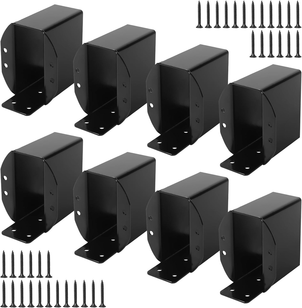 8 Pcs Pergola Rafter Bracket, 2"x4" Post Top Rafter Brackets(Actual 1.5"x 3.5") Wall Mount Support Bracket Kit DIY Connectors for Wood Posts Pergola Deck Railing Beam