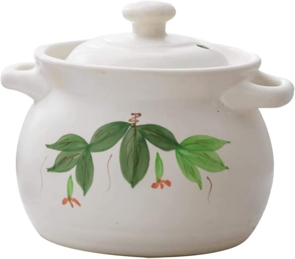 Terracotta Casserole Pot Ceramic Casserole Clay Pot Clay Cooking Pot Casserole Household Ceramic Heat- Crock Pot Stew Pot Soup Pot-2.0L