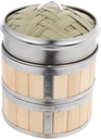 Happyyami Stainless Steel Steamer Bamboo Food Steamer for Dumplings and Buns Chinese Kitchenware for Pot Random Style