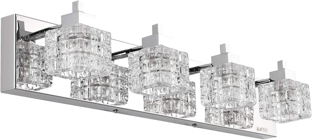 TRLIFE Bathroom Vanity Light Fixtures, 26inches Crystal Vanity Light Fixture Modern Bathroom Lights Over Mirror 4 Lights Vanity Light for Bath Room