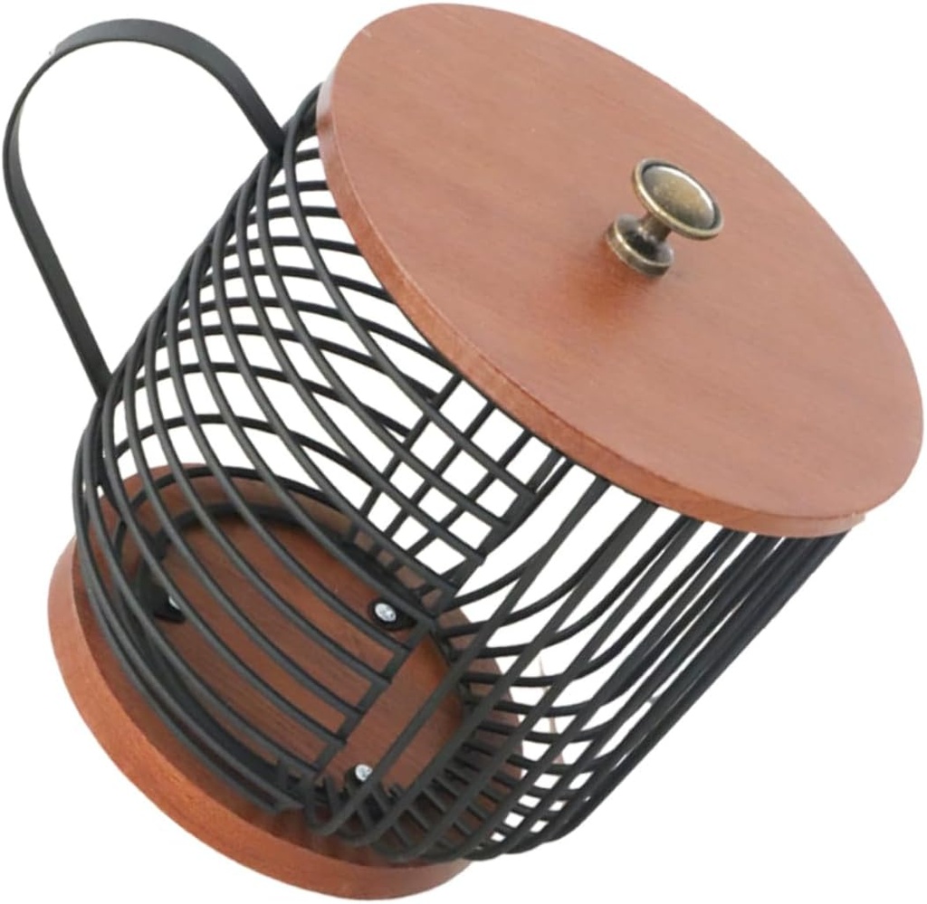 Cabilock Wooden Coffee Storage Rack Lid Capsule Organizer for Kitchen Counter Practical Metal Holder for Coffee Capsules and Tea Room