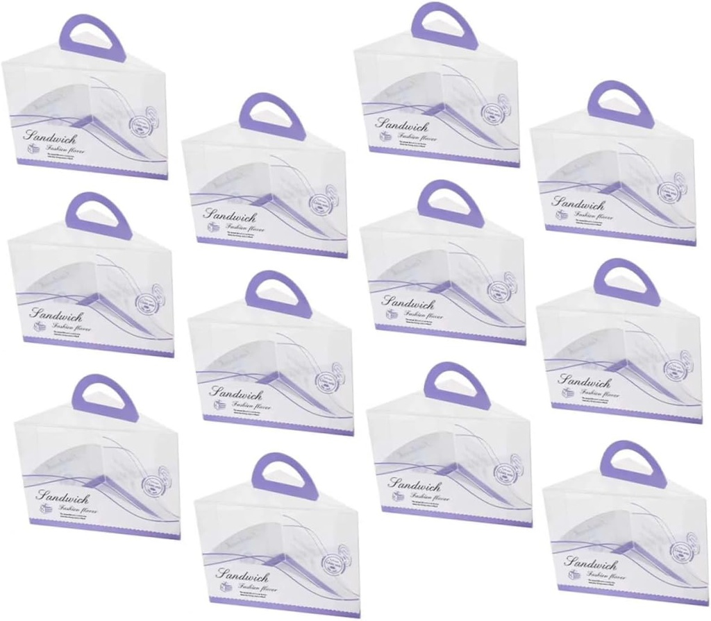 12pcs Tall Square Cake Boxes Handles Stylish Plastic Cake Carrier for Display Easy to Carry Storage