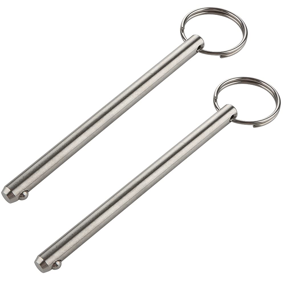 2 Pack Quick Release Pin, Diameter 5/16"(8mm), Overall Length 4.72"(120mm), Usable Length 4.13"(105mm), Full 316 Stainless Steel, Bimini Top Pin, Marine Hardware