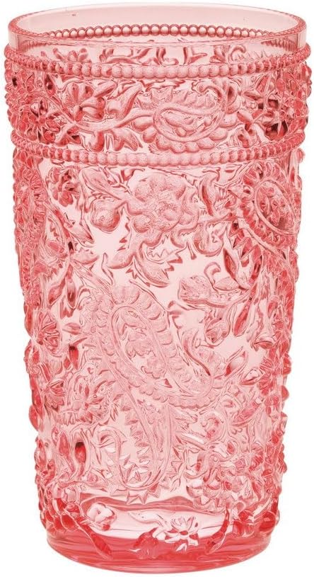 Elegant and Unbreakable Acrylic Drinking Glass Set of 4, 17oz - Shatterproof Drinkware for Everyday Enjoyment and Entertaining, Pink