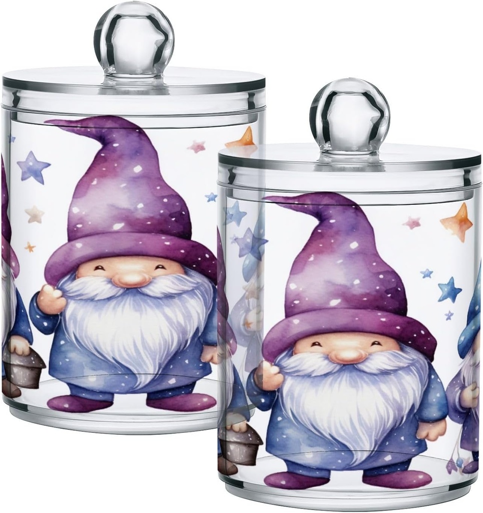 Cute Gnomes 4PC Airtight Transparent Plastic Storage Jar, Food Storage Container Glass, Can Store Candy, Salt, Coffee Beans, With lid, Easy To Use