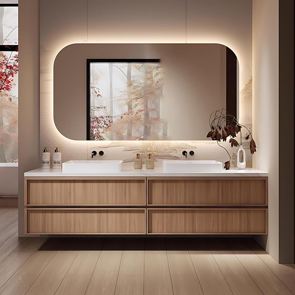 88 inch Bathroom Vanity with Sink – Wall Mounted Bathroom Vanity Cabinet with Anti-Fog Mirror, Sink Cabinet with Seamless Basin, Waterproof Finish, Soft Close Drawers, Fully Assembled