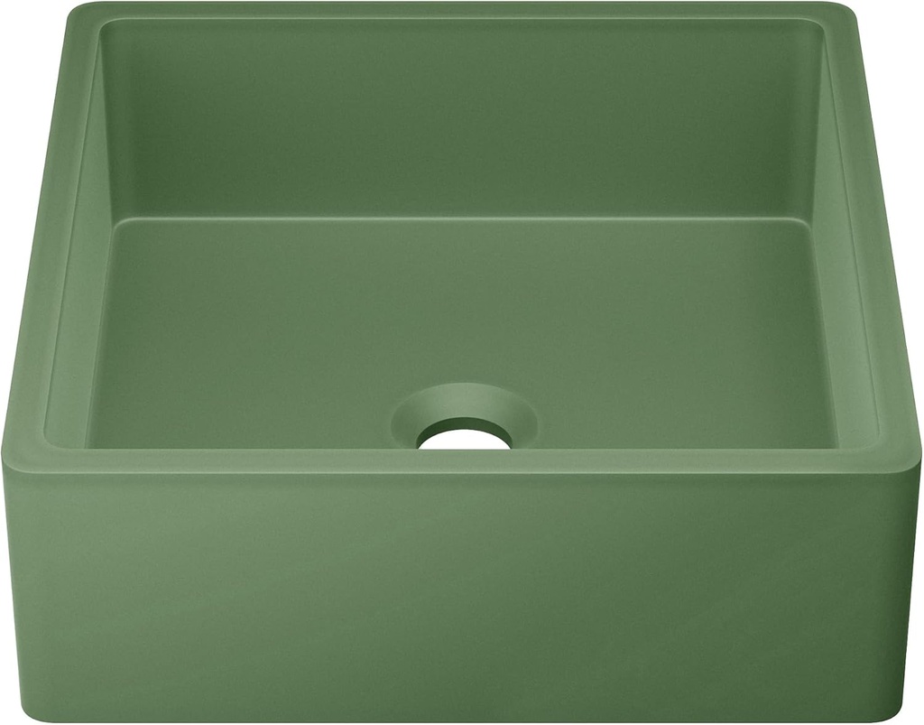 Swiss Madison Lisse 15.5" Concrete Square Vessel Sink in Matte Royal Green