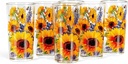 Glasses Set of 6 pcs 7.8 fl oz (230 ml) Glassware Ideal for Water, Juice, Cocktails, and Iced Tea (Sunflowers)