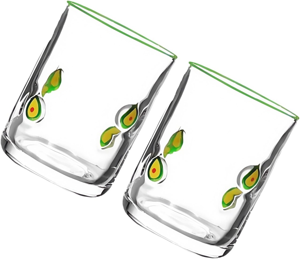 Pair Of Lemon Print Vintage Juices Glasses Sturdy Glasswares With 14oz Capacity Ideal For Cocktails Water Decors Decorative Fruit Pattern Drinking Cups