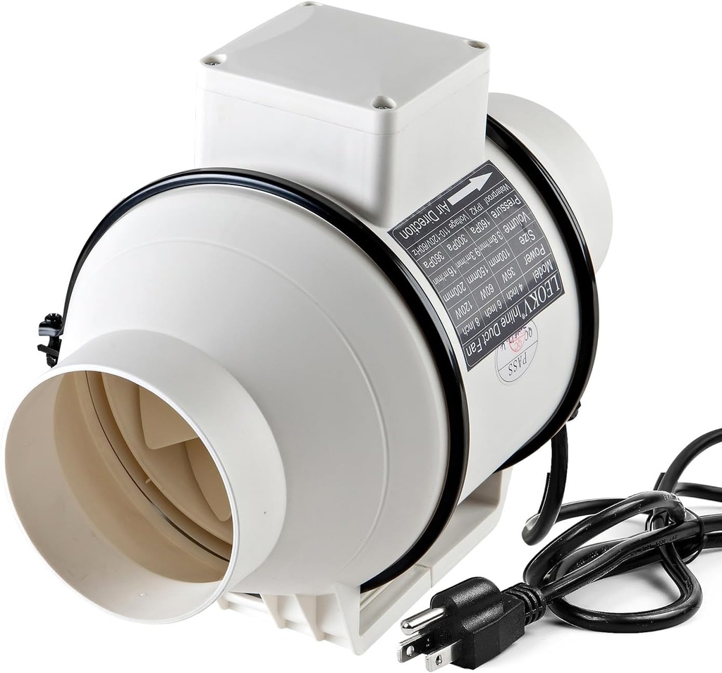 4 Inch Exhaust fan Pipeline booster fan Inline duct fan 280 CFM Duct High Efficiency Air Fan for Duct Vent Bathroom, Kitchen, Grow Tent,Hydroponics,3D Printer,The wind is very strong.