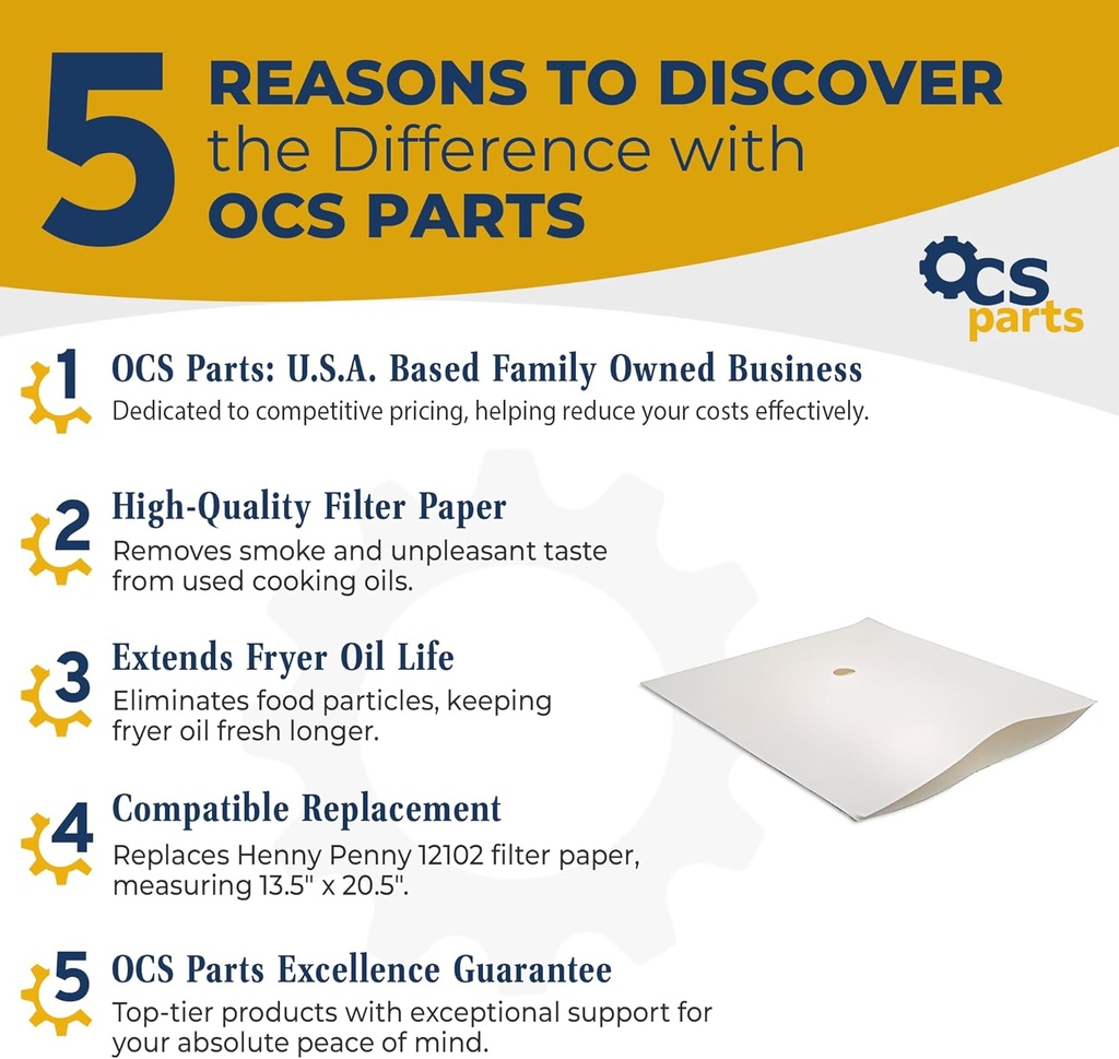 100-Pack Fryer Filter Paper Henny Penny 12102 Replacement Fryer Envelope Filter Sheets - 13.5" x 20.5" - Case of 100 Sheets