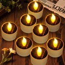 Solar Tea Lights Outdoor - 8 Pack Waterproof Rechargeable Dusk to Dawn Outdoor Lighting Flameless Flicker Reusable LED Solar Candles for Lanterns Camping Garden Home Decorations, 2.3''x2.1''