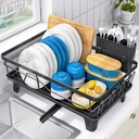 Dish Drainers for Kitchen Counter - Large Capacity Dish Drying Rack with Drainboard, Rustproof & Sturdy Design, Black Dish Rack Perfect for Plates, Cups & Kitchen Countertop Organization