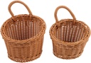Mikinona 2pcs Woven Storage Basket Small Hanging Baskets for Kitchen Organization for Storing Garlic Ginger Eggs and Fruits Wall-mounted Decor