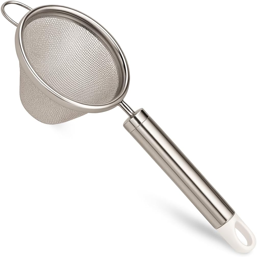 Mini Strainer | 5.75" End to End | 2" Diameter | Extra Handle for Stability | Stainless Steel Basket | Brew-In Design | Ideal for Single Serve Straining