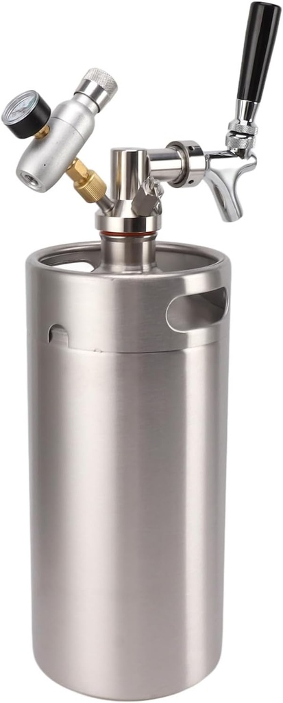 Beer Keg Growler 3.6L, Stainless Steel Keg Green 60PSI Gauge, Keg Tap Easy Operation, Large Capacity Portable Keg, Beer Keg Home Dispenser System for Party Events