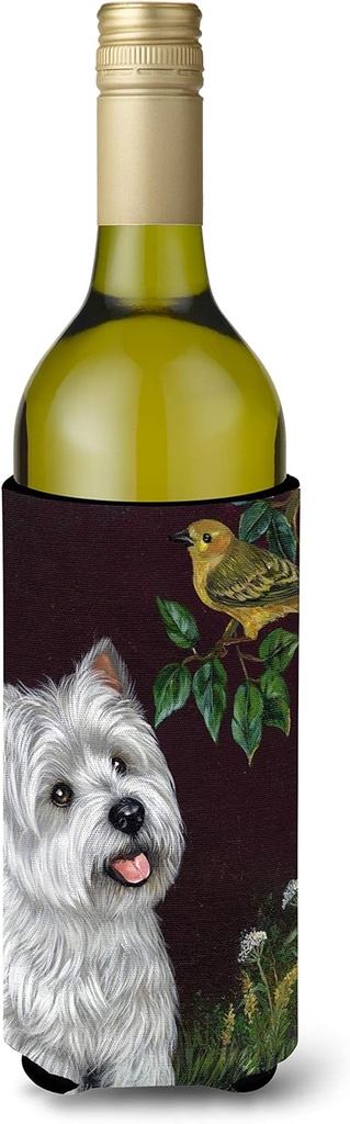 Caroline's Treasures PPP3219LITERK Westie Nature Wine Bottle Hugger Bottle Cooler Sleeve Hugger Machine Washable Collapsible Insulator Beverage Insulated Holder