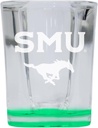 R and R Imports Southern Methodist University 2 Ounce Engraved Shot Glass Square Green Base Officially Licensed Collegiate Product 4-Pack