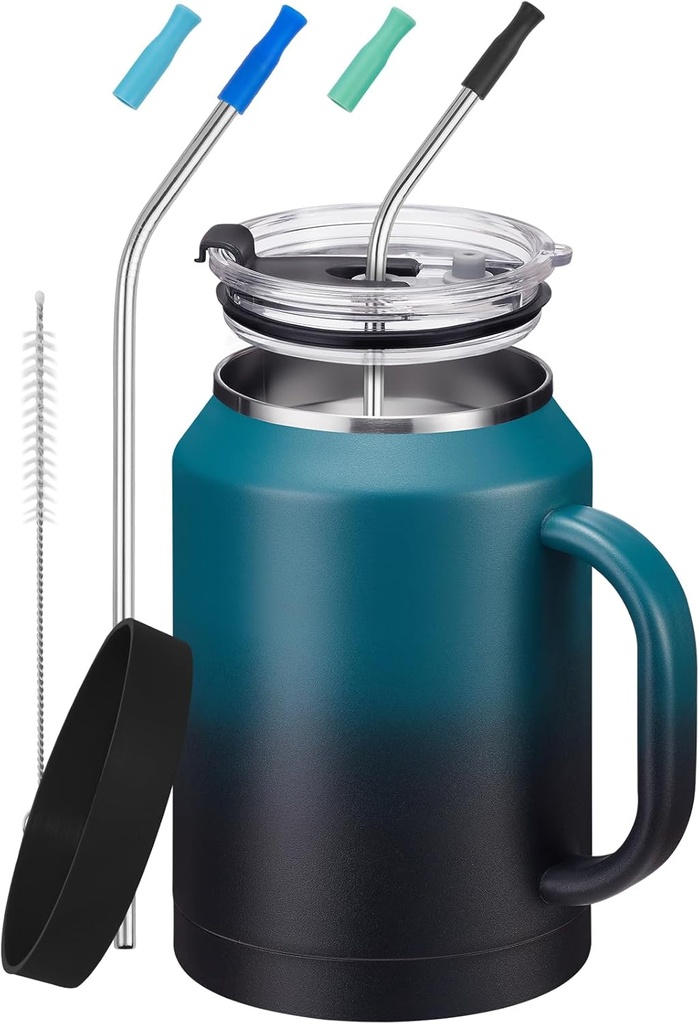 BENZZO 50 oz Water Bottle Large Coffee Travel Mug Insulated Water Jug Thermal Cup Cold and Hot with Lid