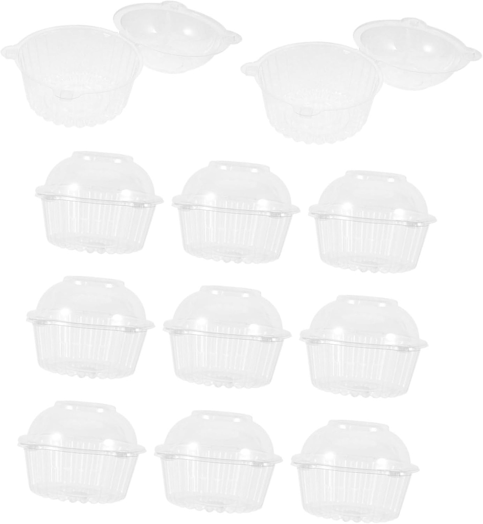 100Pcs Clear Plastic Cupcake Holders Individual Cupcake Containers with Lids Versatile for Muffins Snacks Salads Elegant Design for Parties and Events