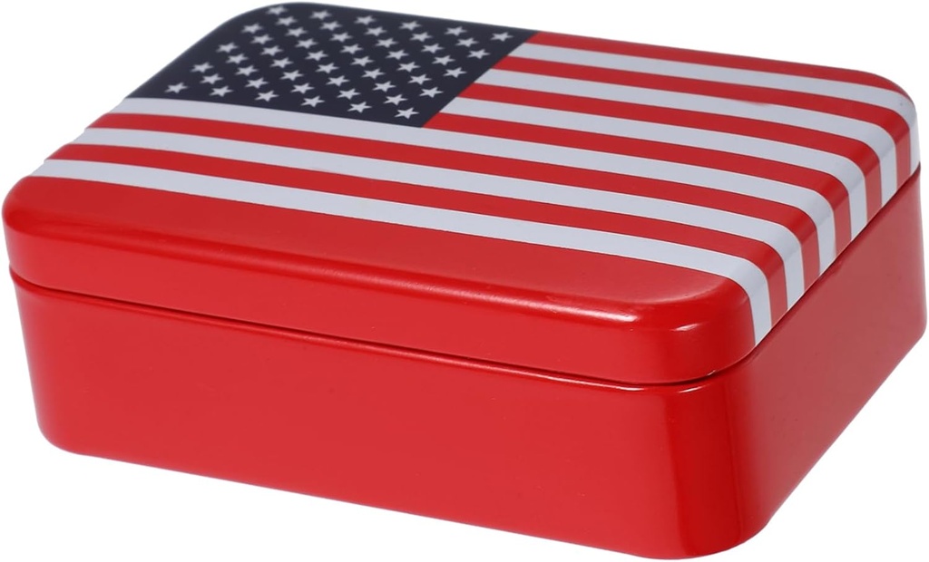 Ciieeo Flag-Themed Tinplate Candy Storage Jar Metal Container for Independence Day Sweets Sturdy Cookie Box for Parties and Holidays