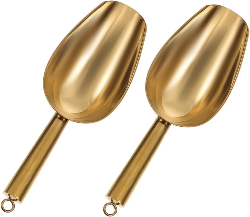 2 Pcs Stainless Steel Ice Scoops Ergonomic Handle for Bar Kitchen and Party Use Sturdy Ice Scoop for Beverages