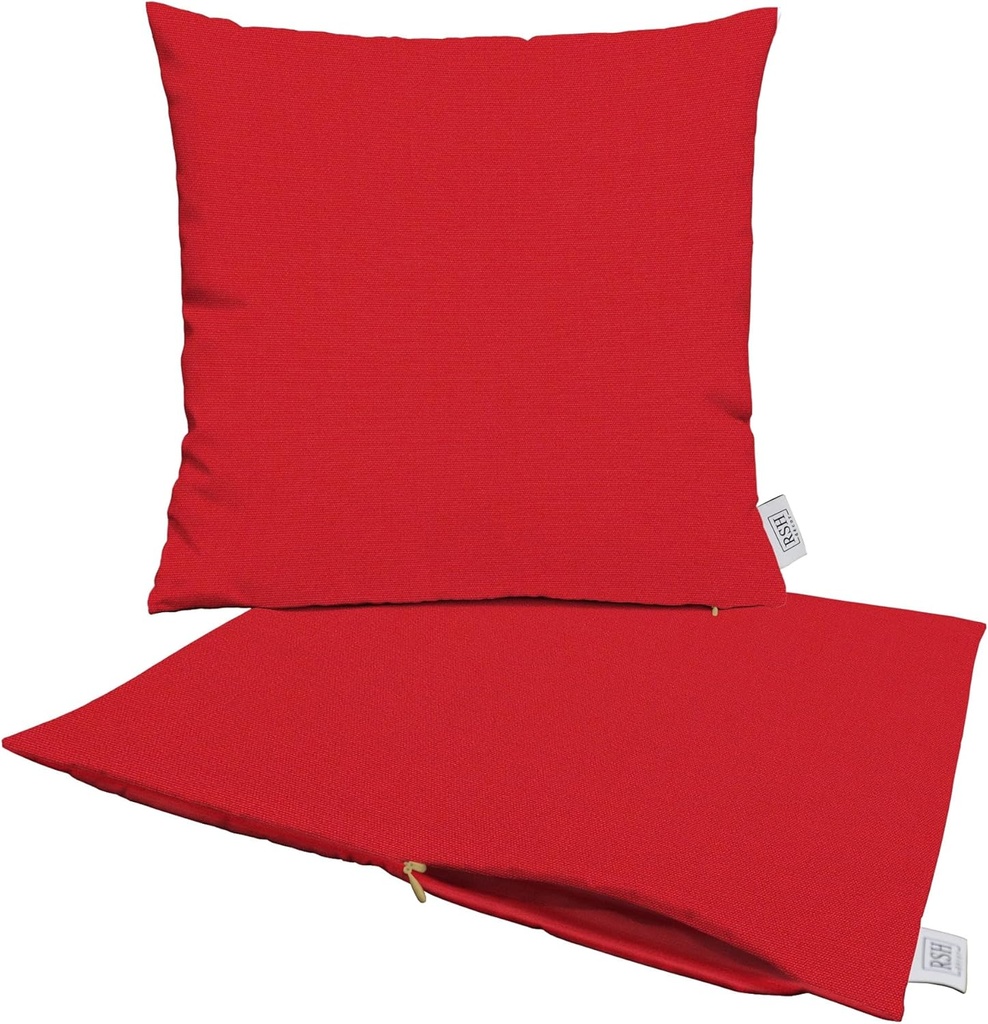 RSH DECOR: Sunbrella Pillow Covers Set of 2 | Covers Only - 17" x 17" | Outdoor Pillow Covers Crafted with Sunbrella Performance Fabric | Canvas Jockey Red