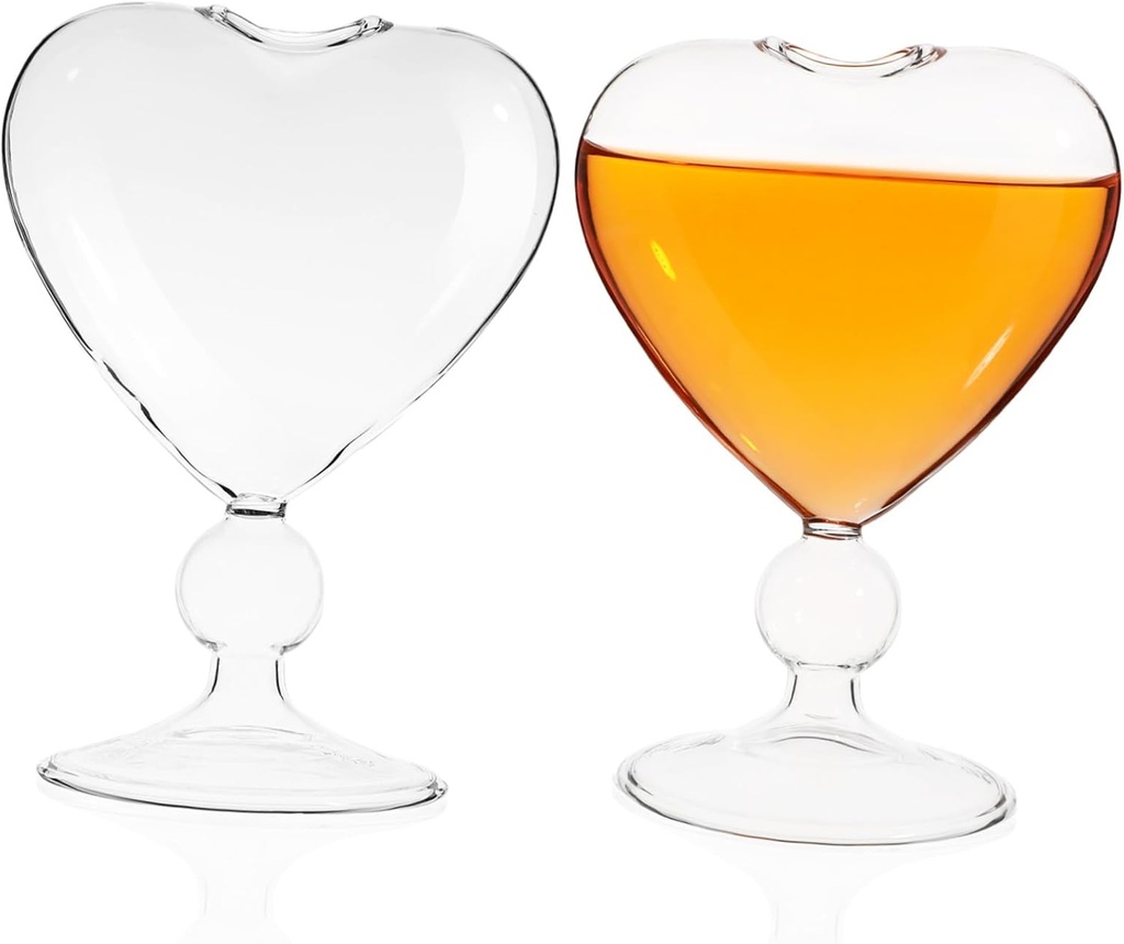 IMIKEYA 2pcs Heart Shaped Cocktail Goblet Glasses for Bar Stylish Drinkware for Weddings and Celebrations and Glassware for Cocktails and Wine