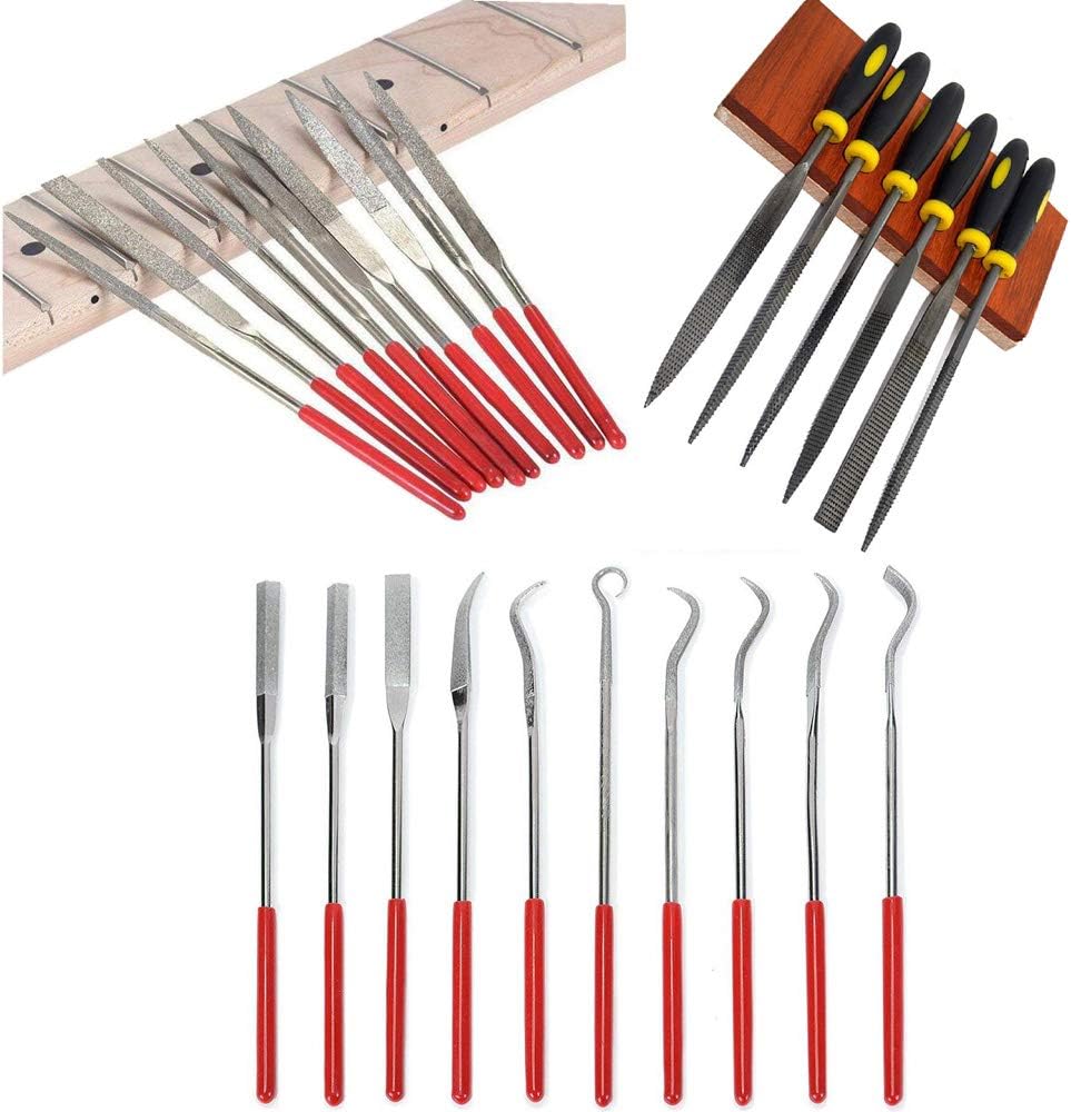 26Pcs Multi-Purpose Rasp & File Set - 6pcs 180mm Wood Rasp, 10pcs Mini Diamond Needle Files (180mm & 140mm) for Metal, Wood, Plastic & Jewelry